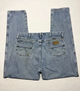 VTG Wrangler George Straight Cowboy Cut Blue Jeans Mens 36x34 Western Chore Work - Picture 1 of 22