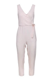 CLUB MONACO 6 Powder Pink Sleeveless Straight Leg Wrap Tie Jumpsuit Classy Party - Picture 1 of 18