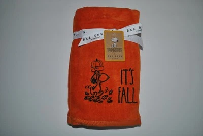Rae Dunn Peanuts Snoopy Orange Pumpkin It's Fall Set of 2 Hand Towels - Image 1 of 4