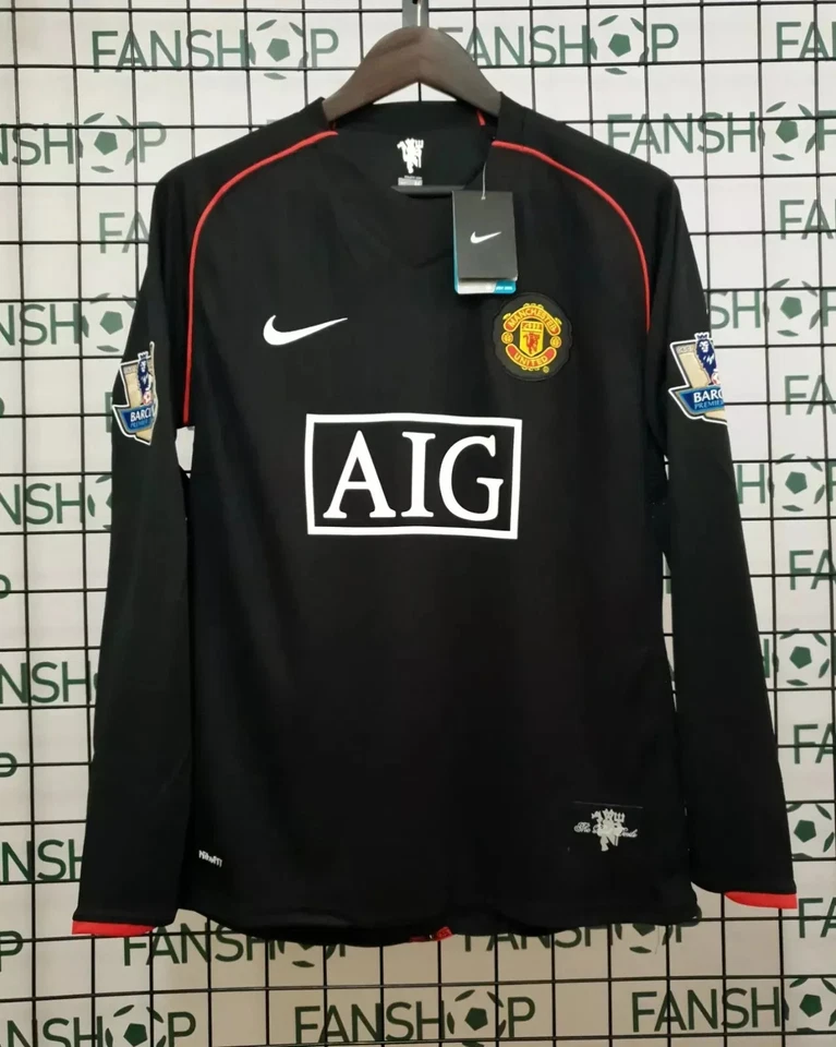 Camiseta Manchester United 2007/2008 manga larga negra visitante - Cristiano Ronaldo #7 Foto 1 de 4