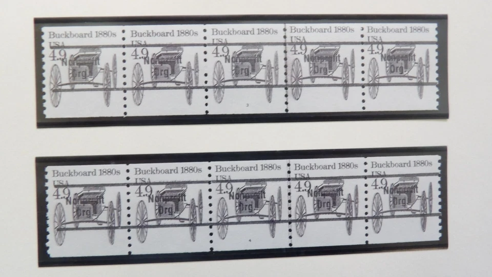 #2124a 4.9c Buckboard Bureau Precancel PNC5 #3 & 4 MNH OG VF Line Gap on Both - Image 1 of 1