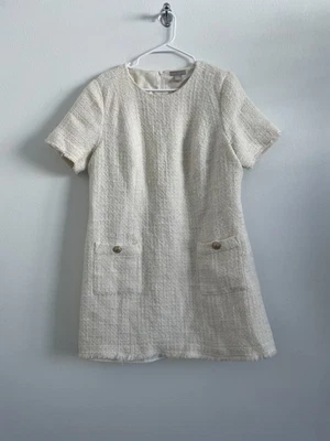 Vestido H&M Mujer XL Crema Tweed Boucle Mini Botón Academia Twee Oficina Lana Mezcla Foto 1 de 4