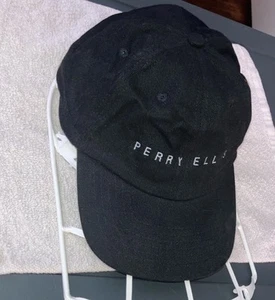 Vintage PERRY ELLIS Black StrapBack Hat 100% Cotton Baseball Cap New W/Tag - Picture 1 of 7