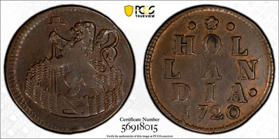 The Netherlands Holland 1720 Duit Copper Coin PCGS XF40 - Image 1 of 3