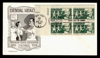 DR WHO 1959 FDC DENTAL HEALTH PLATE BLOCK LOWRY/ARISTOCRATS CACHET M60295 - Image 1 of 2