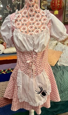 Leg Avenue Pink & White Drindle Costume Lace Up Apron Size L - Image 1 of 4