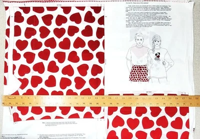 "Yes and No" HEART BOXER SHORTS PANEL Cotton Fabric Adult S,M,L Glow-in-Dark - Image 1 of 4