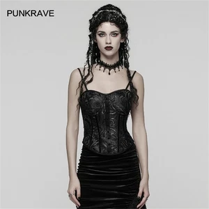 Punk Rave Precioso Mujeres Rosa Corsé Negro Gótico Fiesta Chaqueta Chaleco Chaleco - Imagen 1 de 23