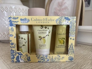 Crabtree & Evelyn London Citron Gift Set Shower Gel Body Lotion Hand Therapy NEW - Picture 1 of 4