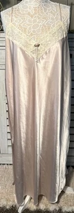 Camisón Vintage California Dynasty Blush Rosa Líquido Satinado Perla Encaje Talla 2X - Imagen 1 de 8
