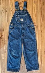 Carhartt Denim Mastercloth Overall Bibs Youth Kids Size 6, Adjustable Straps - Picture 1 of 5