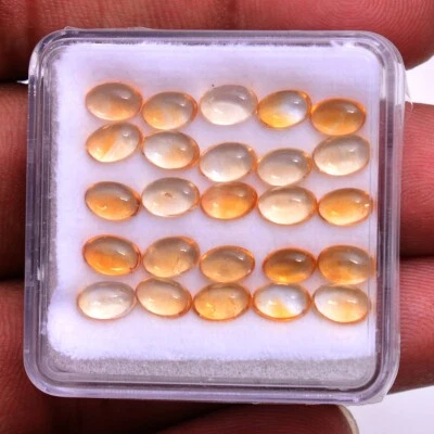 25 Pcs Natural Citrine 6mm*4mm Oval Cabochon Untreated Huge Loose Gemstones Lot - Image 1 of 4
