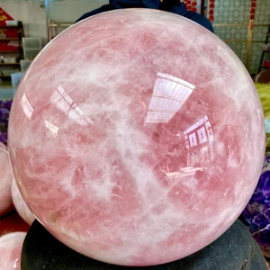 211.64LB Large Natural Pink Rose Quartz Crystal Sphere Ball Healing Reiki - Picture 1 of 17