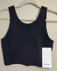 NWT Lululemon Size 10 Ribbed Softstreme Cropped Tank BLK Black Gray $68 - Picture 1 of 3