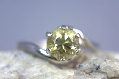 ZIRCÃO - Anel de prata esterlina genuíno solitário amarelo deslumbrante 0,925 1,95 ct.  - Imagem 1 de 4