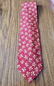 Jerry Garcia by Stonehenge Red With Gold Flower Pattern Neck Tie - Picture 1 of 5