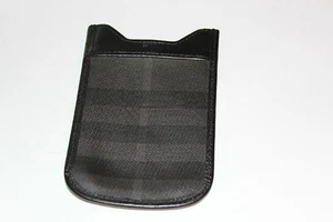 Authentic Burberry Black Check Cell Phone Case Holder Leather Designer Chic GQ - Picture 1 of 10