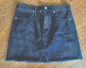 Madewell Women's Black Rigid Denim A-Line Mini Skirt Cutout Edition Size 29 NEW - Picture 1 of 8