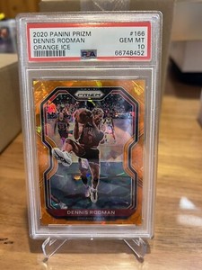 2020-21 Panini Prizm Dennis Rodman Orange Ice psa 10 Gem Mint #166