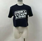 Obey Women's Cropped T-Shirt Intl Advisory Off Black Size S NWT Shepard Fairey