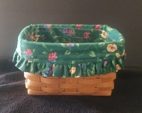 Longaberger Recipe Basket, Emerald Vine liner, Protector 2012 Cover