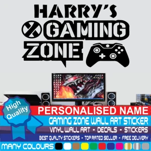 Personalisierter Name Gaming Zone Gamer Wandkunst Aufkleber Aufkleber Jungen Schlafzimmer Vinyl - Bild 1 von 14