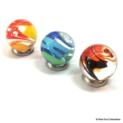 3 x 16mm Handmade Marbles - Vivid Surface Swirl Glass Art Toy marbles & Gift Bag - Image 1 of 3