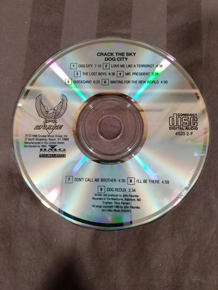 CRACK THE SKY Dog City CD 1990 Grudge JOHN PALUMBO Prog Rock RARE DISC ONLY Foto 1 de 1