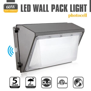 60W LED Wall Pack Light Dusk to Dawn Commercial Outdoor Security Lamp IP65 5000K - Picture 1 of 8