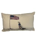 Maya Pickles Outdoor Pillow 12x20 Patriotic Dog American Flag USA 4th of July