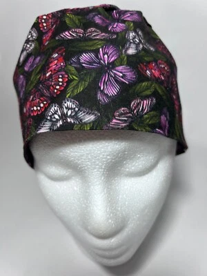 бабочка фиолетовый скраб крышка химиотерапии шляпа медсестра врач быстрая доставка продавец из флориды  - Изображение 1 из 2