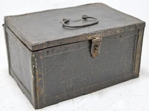 Antique Iron Jewelery Storage Box Original Old Hand Crafted Engraved - Picture 1 of 10