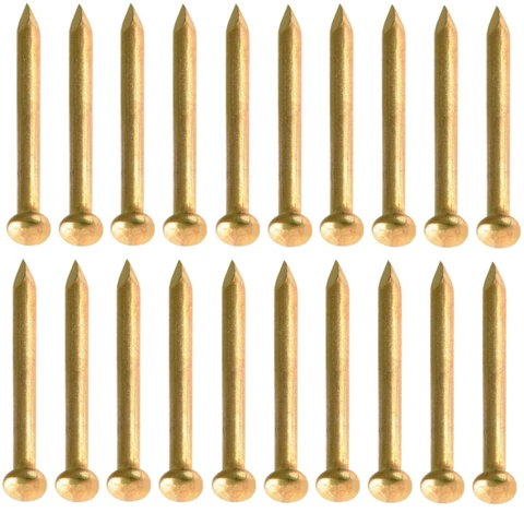 20 Brass Escutcheon pins Nails 2mm 14mm Round Head Vintage Hinge Cabinet Antique Cover
