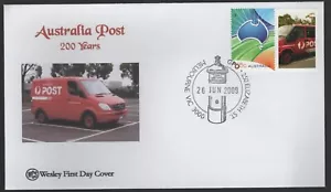 2009 Australia POST Bicentennial 200 Years Red VAN Cachet WCS Wesley FDC - Foto 1 di 1