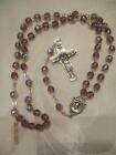 Pope Francis Rosary with Purple Lilac Crystal Beads 16.75" Rosary from Italy