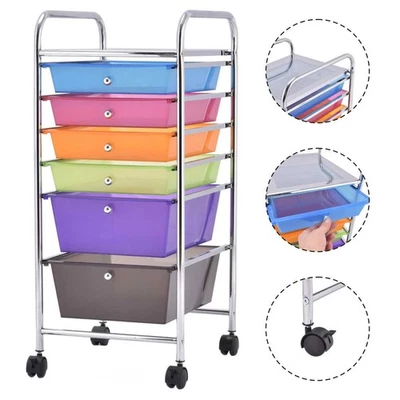 Topbuy 6 Drawer Scrapbook Paper Organizer Rolling Storage Cart Multicolor - Image 1 of 4