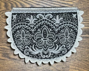 Bolso de noche hecho a mano Fleur de Lis negro blanco vintage cierre magnético - Imagen 1 de 11