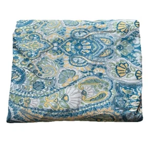 Pottery Barn Rosalie Paisley KING DUVET Cover Blue Yellow Green Floral Cotton - Picture 1 of 7