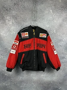Vintage Ferrari Marlboro Racing Team Bomber Jacket Red Black F1 Motorsport SZ L - Picture 1 of 14