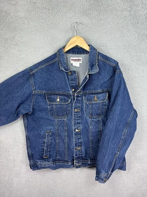 Chaqueta Wrangler Resistente Para Hombres XL Azul Denim Trucker RJK30AN Botón Delantero Hombres Foto 1 de 4