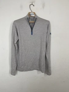 Peter Millar Mens Sweater Medium Gray 100% Merino Wool Golf Quiet Luxury 1/4 Zip - Picture 1 of 8