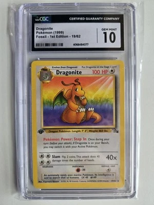 1st Edition Dragonite FOSSIL 19/62 Gem Mt 10 RARE 💎🔥💎 - Image 1 of 2
