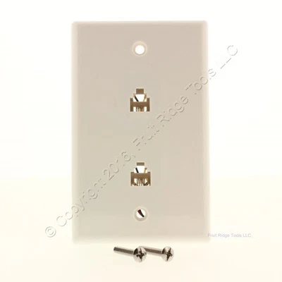 Gemini White Duplex Wall Jack - Image 1 of 4
