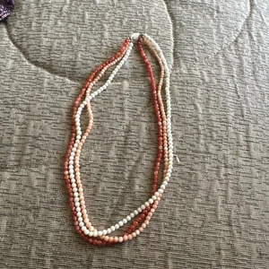 Vintage 3 Strang echte bunte Koralle 14k Gold Verschluss Perlen Halskette 80’er 16” - Bild 1 von 5