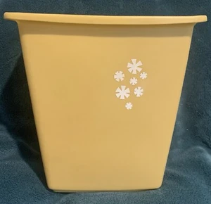Vintage MCM Rubbermaid Abfallkorb Mülleimer Gold Gelb Weiß Blumen 10" Retro - Bild 1 von 8