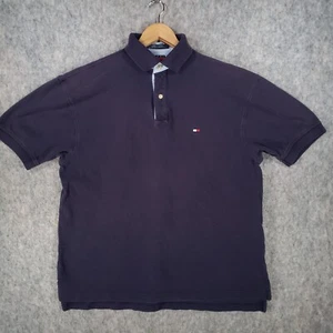 Vintage Tommy Hilfiger Polo Shirt Mens Medium Blue Logo Badge Streetwear Top - Picture 1 of 10