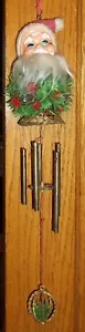 Vintage 70s Hong Kong Christmas Decoration Wind Chime Santa Claus Plastic Face - Picture 1 of 22