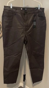 Kut From The Kloth High Rise Rachael Fab AB Jean Brown Faux Leather 16W NWT - Picture 1 of 16