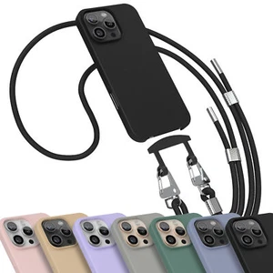 EAZY CASE Hülle mit Band für iPhone 16 Pro Max Handyhülle Kette umhängen Silikon - Afbeelding 1 van 14