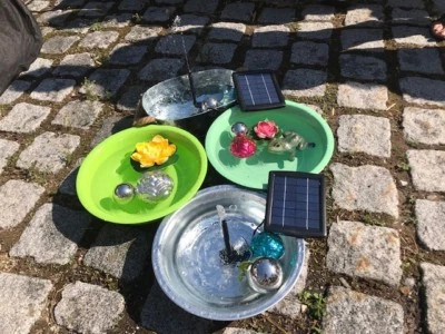 *NEU* Solarbrunnen Komplettset Terrassen Balkon Solarbrunnen Miniteich Edelstahl - Bild 1 von 3